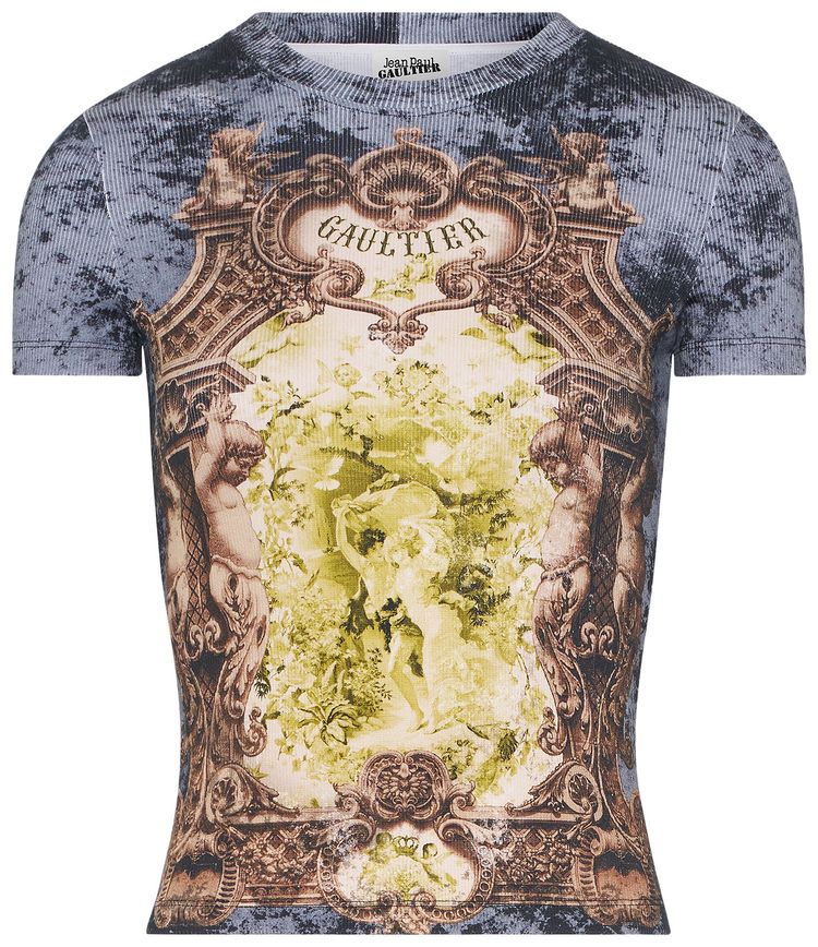 Jean Paul Gaultier Medaillon Printed Ribbed Tee Black