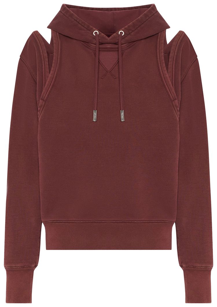Jean Paul Gaultier French Terry Cut Out Hoodie Burgundy