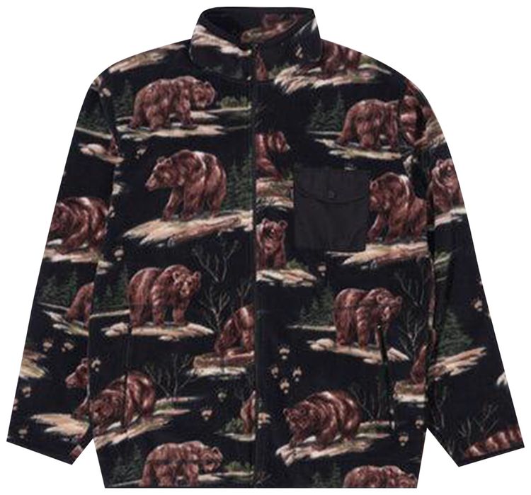 Size m Supreme Alpine Bear Fleece Jacket 'Black'