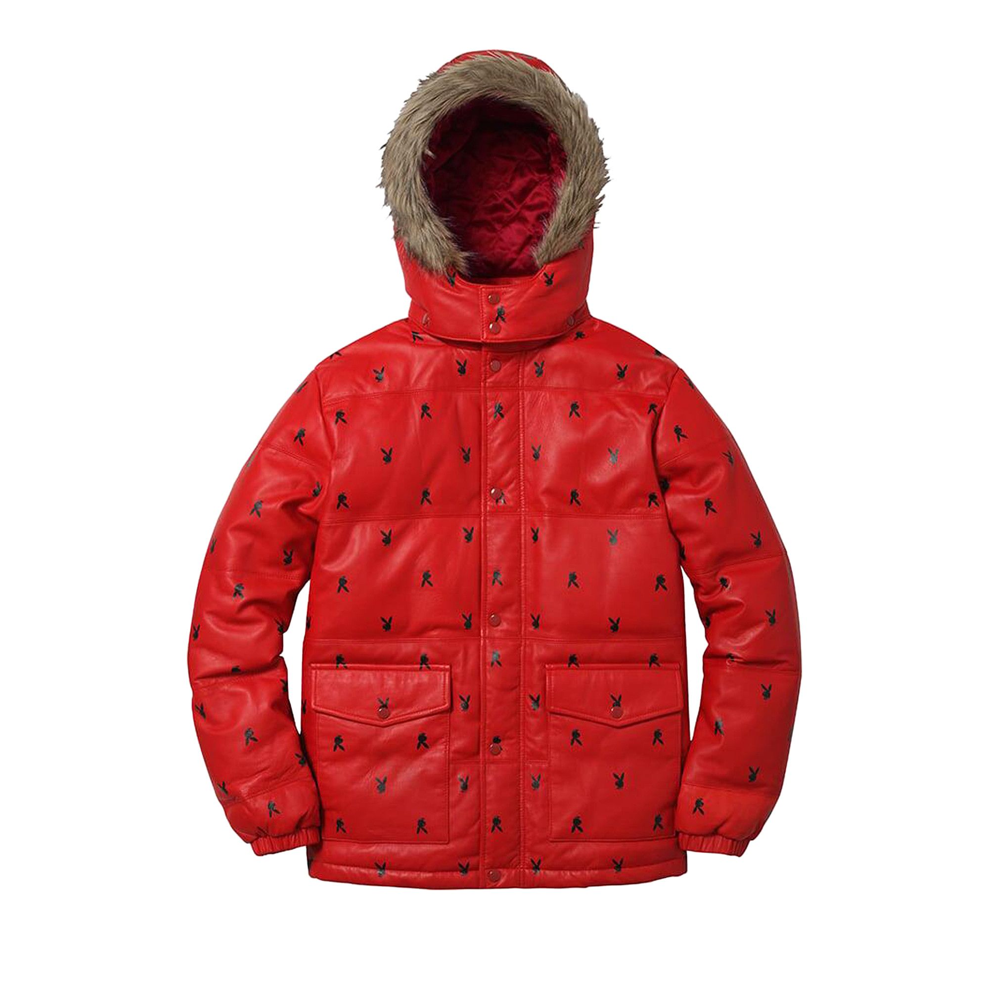 Buy Supreme x Playboy Leather Puffy Jacket 'Red' - 00052