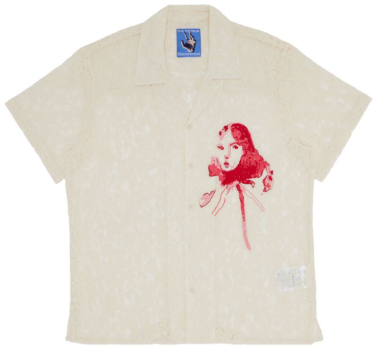 KidSuper Lace Girl Painting Shirt Cream