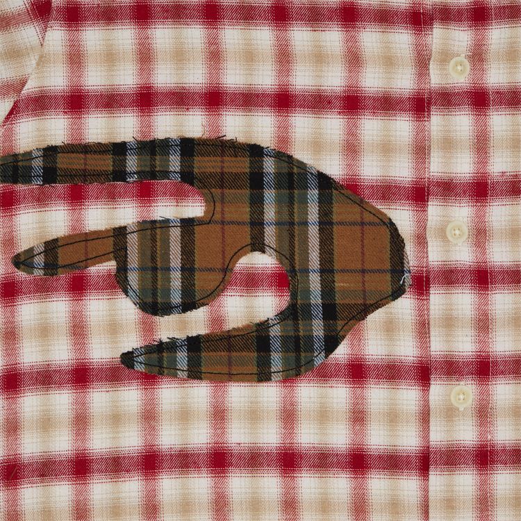 KidSuper Patchwork Face Flannel Shirt Red
