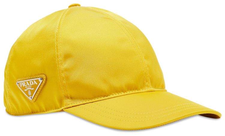 Prada Triangle Logo Nylon Baseball Hat Yellow