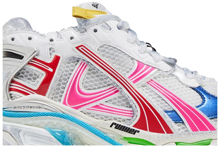 Balenciaga Runner Sneaker Worn Out   White Multi Color