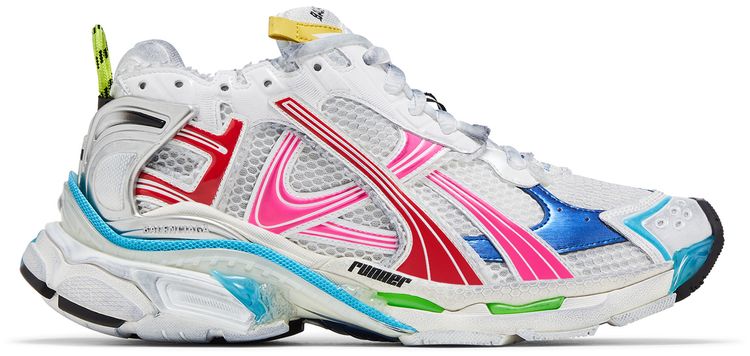 Balenciaga Runner Sneaker Worn Out   White Multi Color