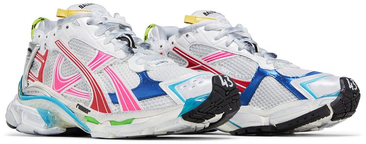 Balenciaga Runner Sneaker Worn Out   White Multi Color
