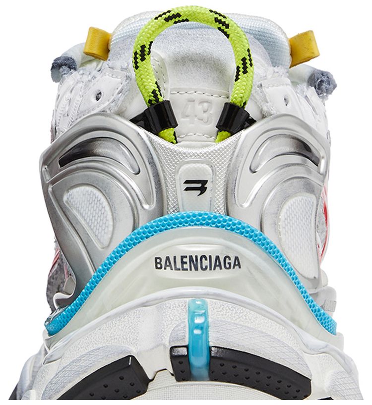 Balenciaga Runner Sneaker Worn Out   White Multi Color