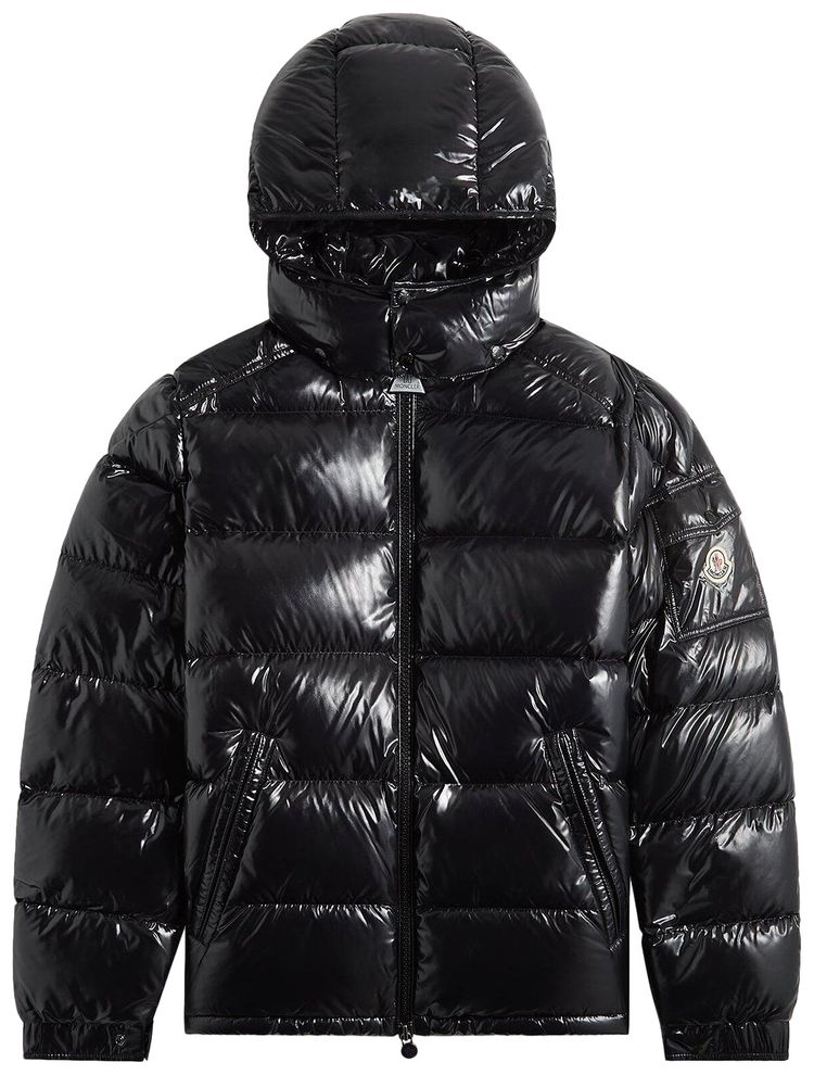 Moncler Maya Hooded Puffer Shiny Jacket Grey