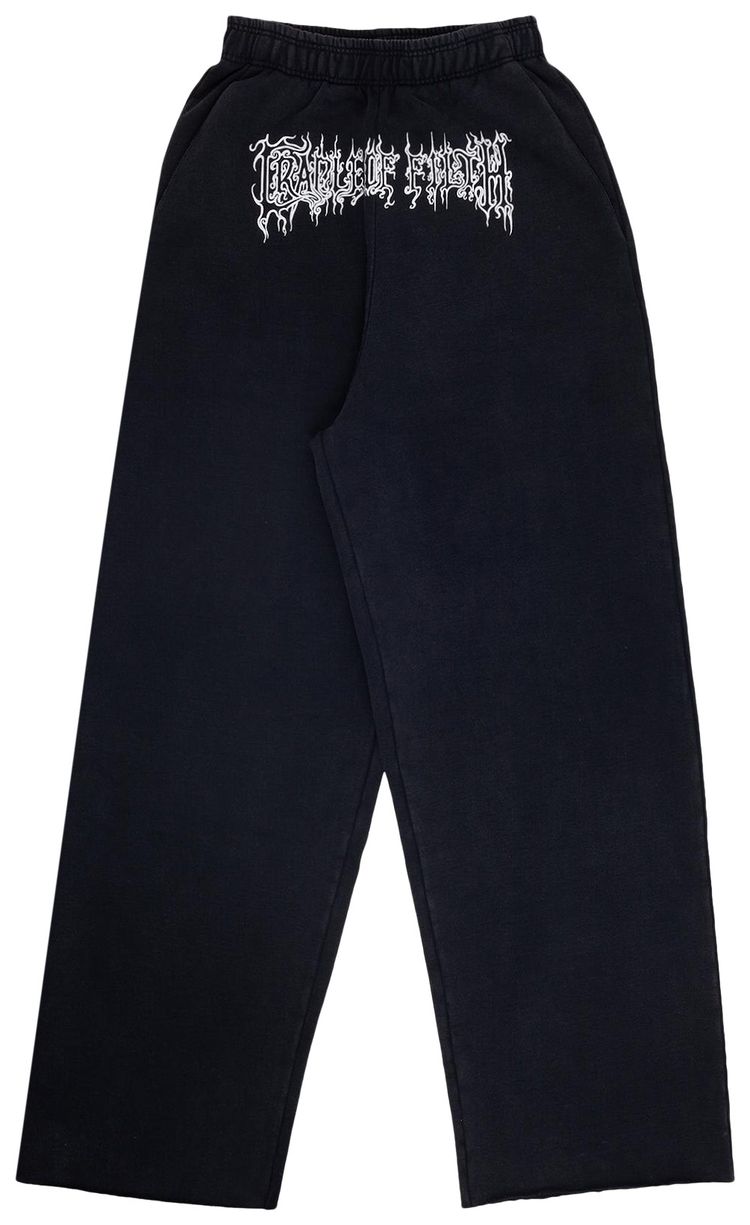 Vetements Cof Logo Baggy Sweatpants Washed Balck