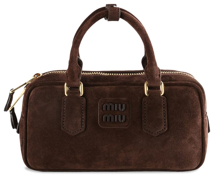 Miu Miu Arcadie Padded Suede Top Handle Bag Moro