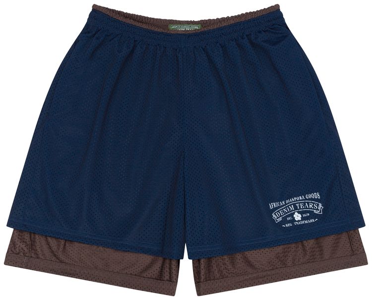Denim Tears ADG Double Layer Mesh Shorts NavyBrown