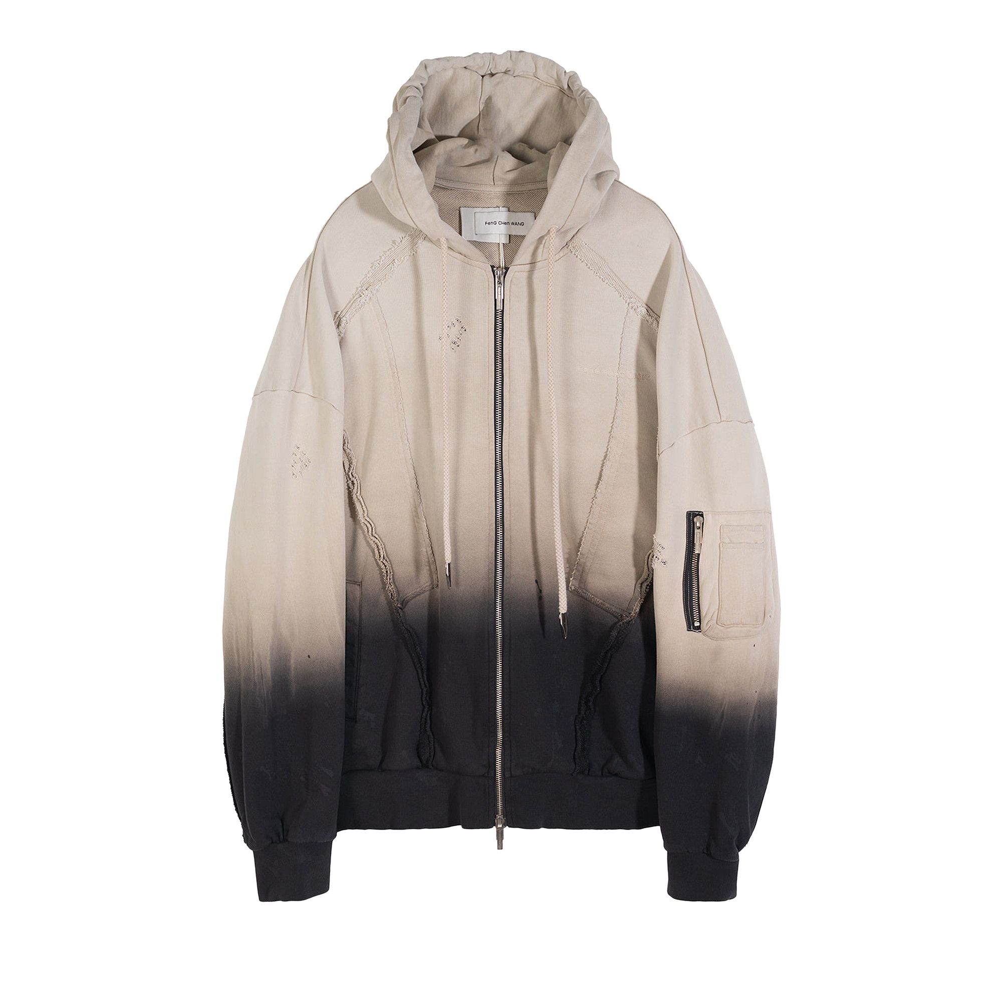 Buy Feng Chen Wang Deconstruction Zip Hoodie 'Black/White