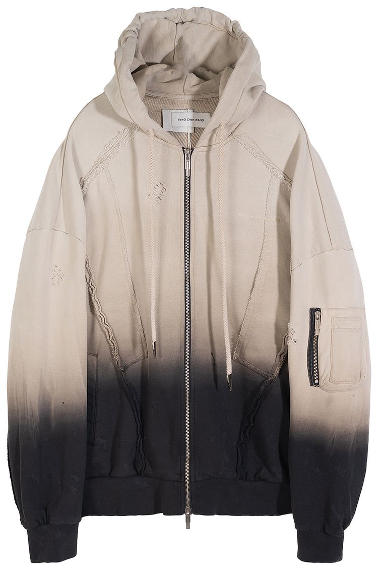 Feng Chen Wang Deconstruction Zip Hoodie BlackWhite