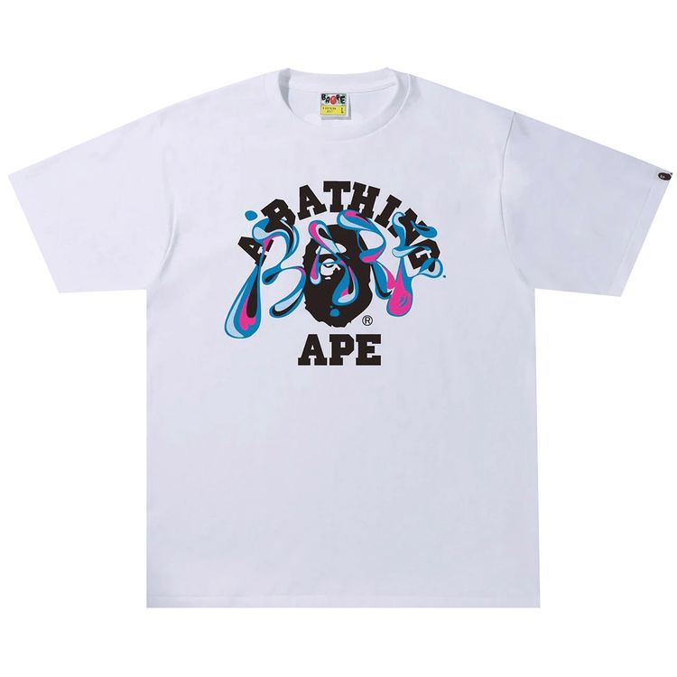 BAPE Marble Camo Liquid College Tee White