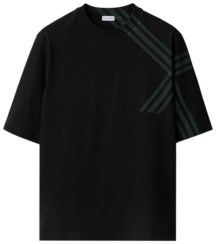 Burberry Check Print Short Sleeve T Shirt Black