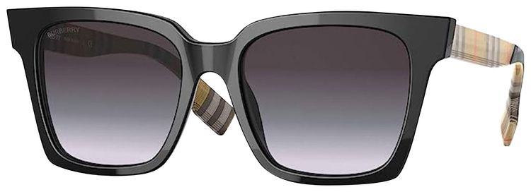Burberry Maple Square Frame Sunglasses Black Beige Vintage Check