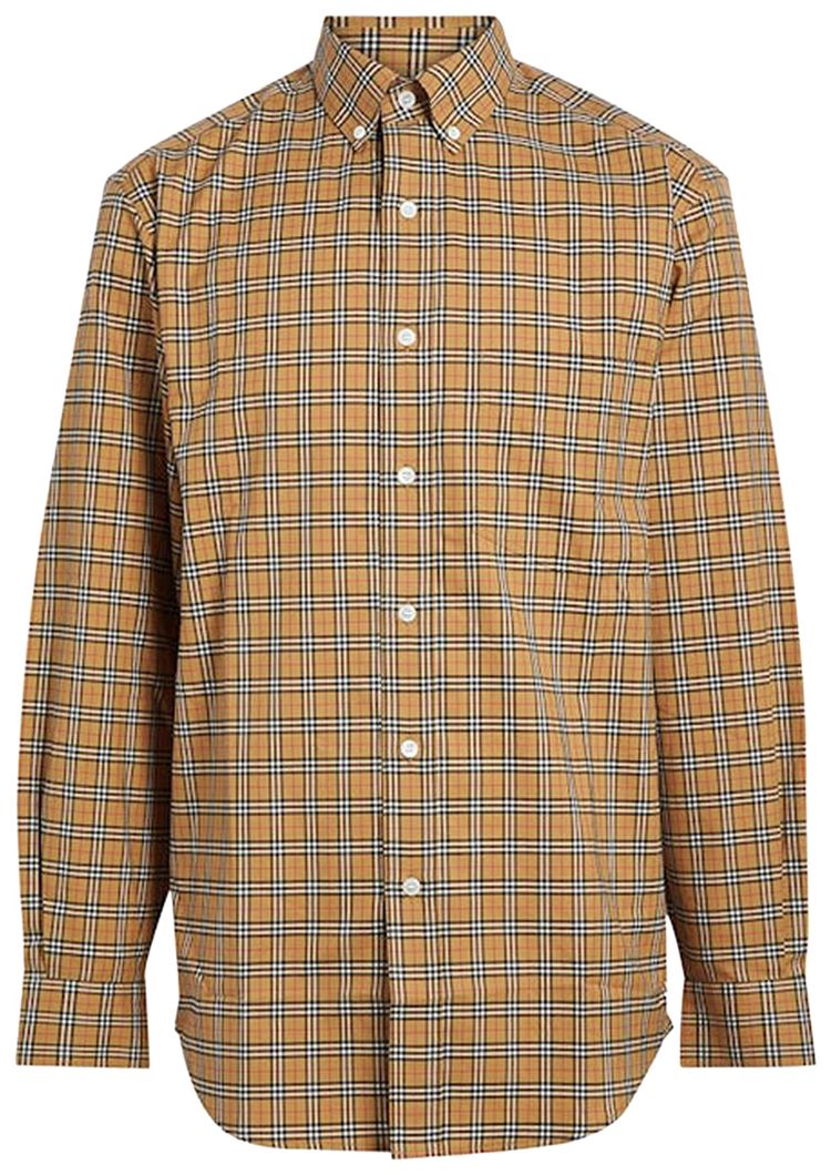 Burberry Small Scale Check Cotton Shirt Archive Beige
