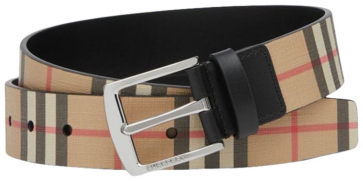 Burberry Vintage Check And Leather Belt Archive BeigeBlack