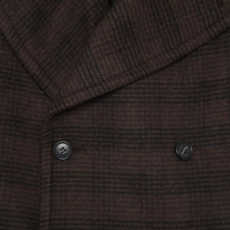 MM6 Maison Margiela Checked Wool Blend Coat BrownBlack