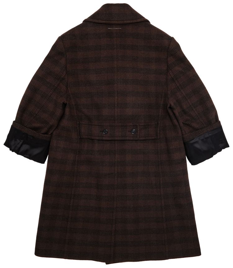 MM6 Maison Margiela Checked Wool Blend Coat BrownBlack