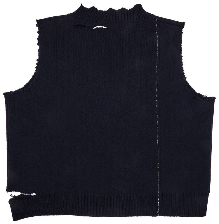 Pre Owned Raf Simons Destroyed Oversized Boy Scout Vest Navy