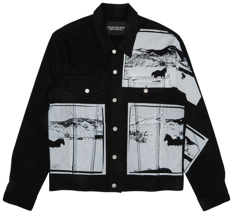 Pre Owned Calvin Klein Andy Warhol Denim Jacket Black