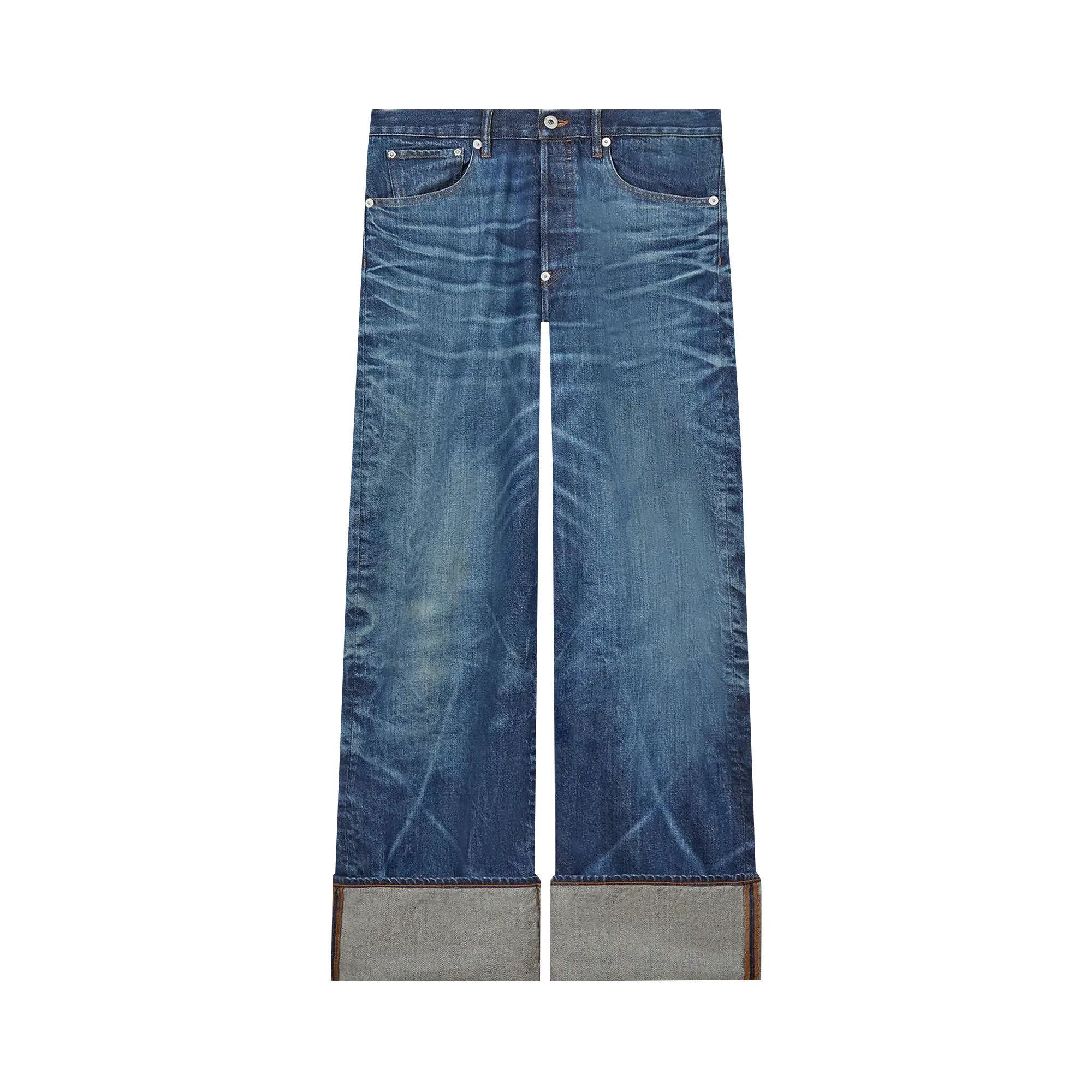 Buy Kenzo Turn Up Wide Fit Jeans 'Stone Bleached Dirty Blue Denim