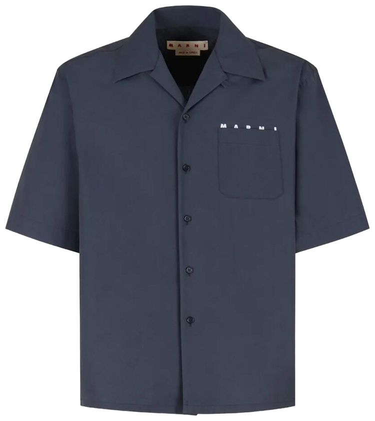 Marni Logo Organic Poplin Shirt Dark Ash