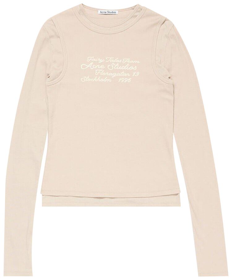 Acne Studios Long Sleeve Layered Logo T Shirt Oatmeal Beige