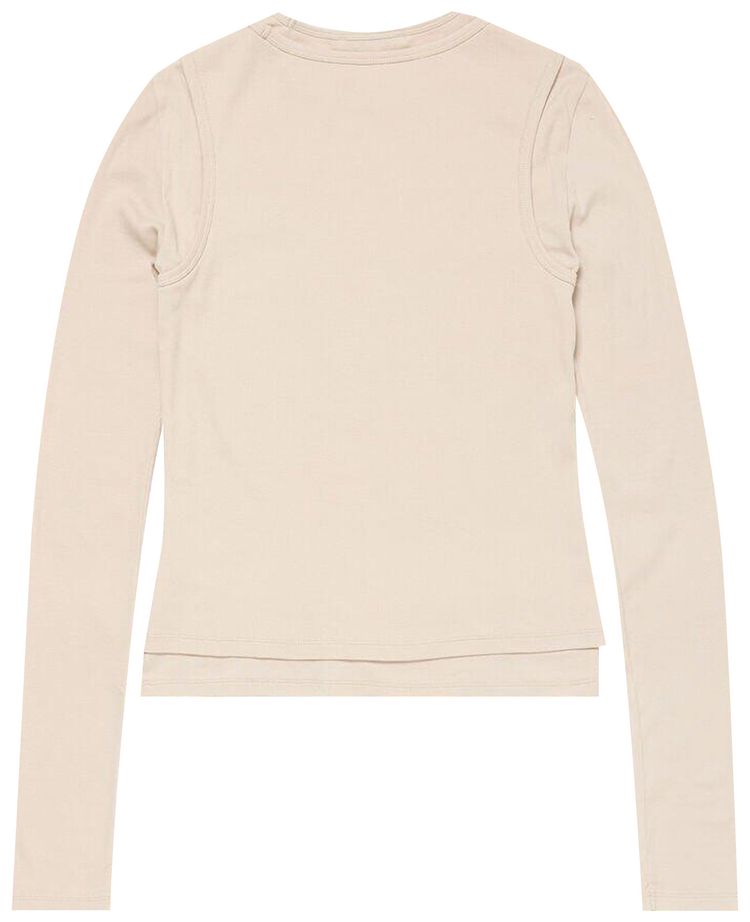 Acne Studios Long Sleeve Layered Logo T Shirt Oatmeal Beige