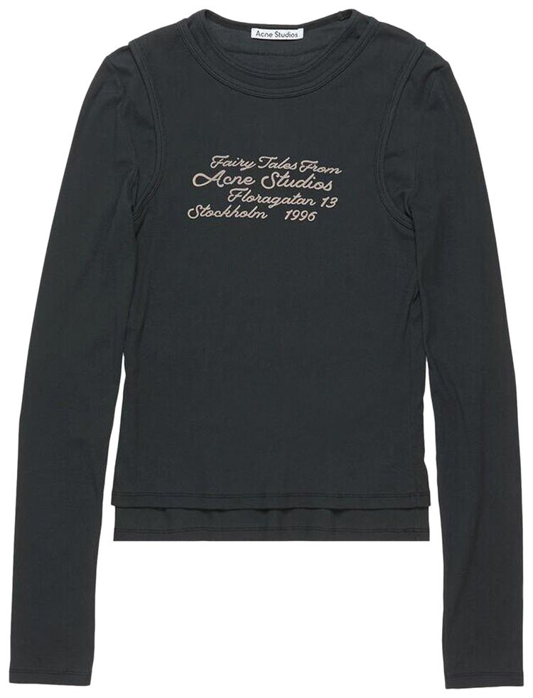 Acne Studios Long Sleeve Layered Logo T Shirt Black
