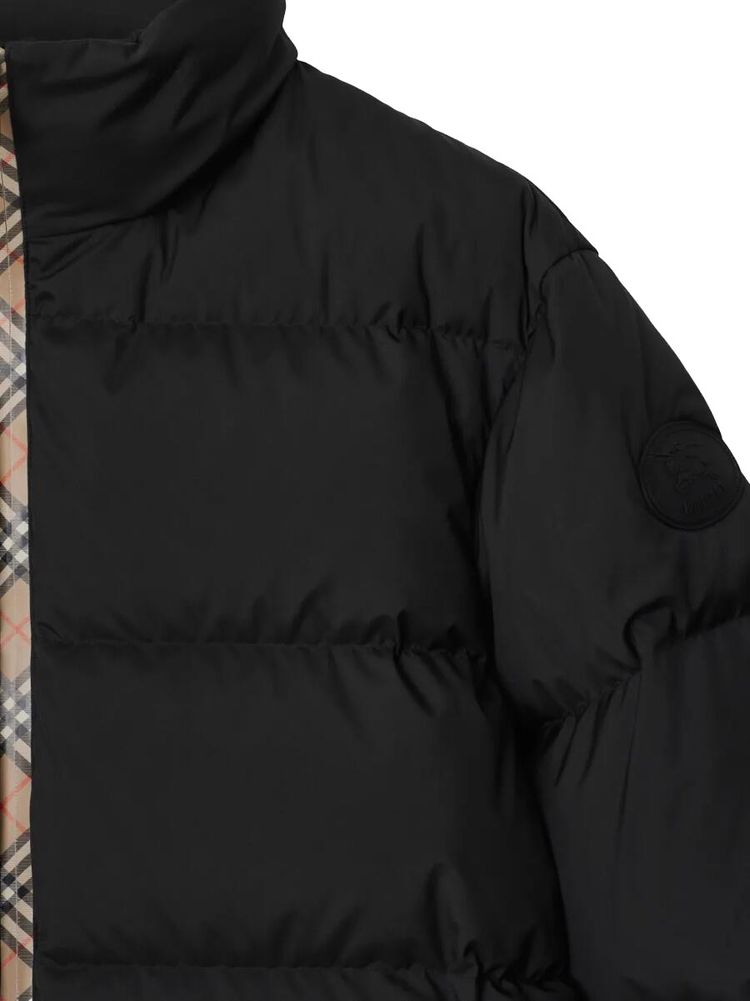 Burberry Check Trim Puffer Jacket Black