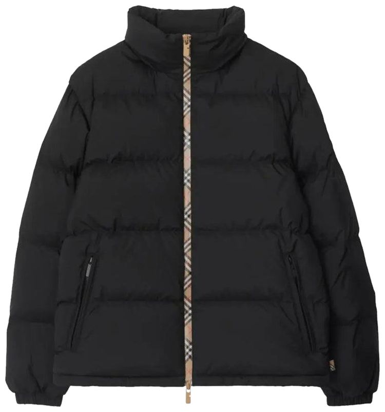 Burberry Check Trim Puffer Jacket Black