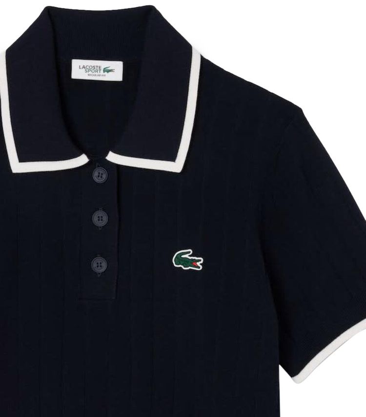 Lacoste Short Sleeve Polo Collar Golf Sweater Navy BlueFlour