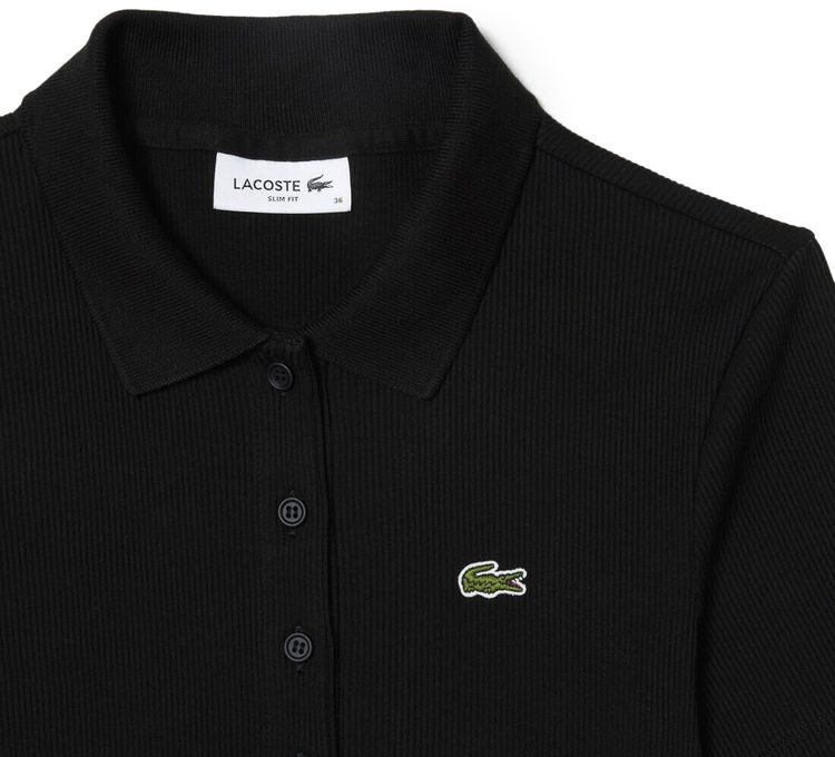 Lacoste Slim Fit Ribbed Polo Shirt Black
