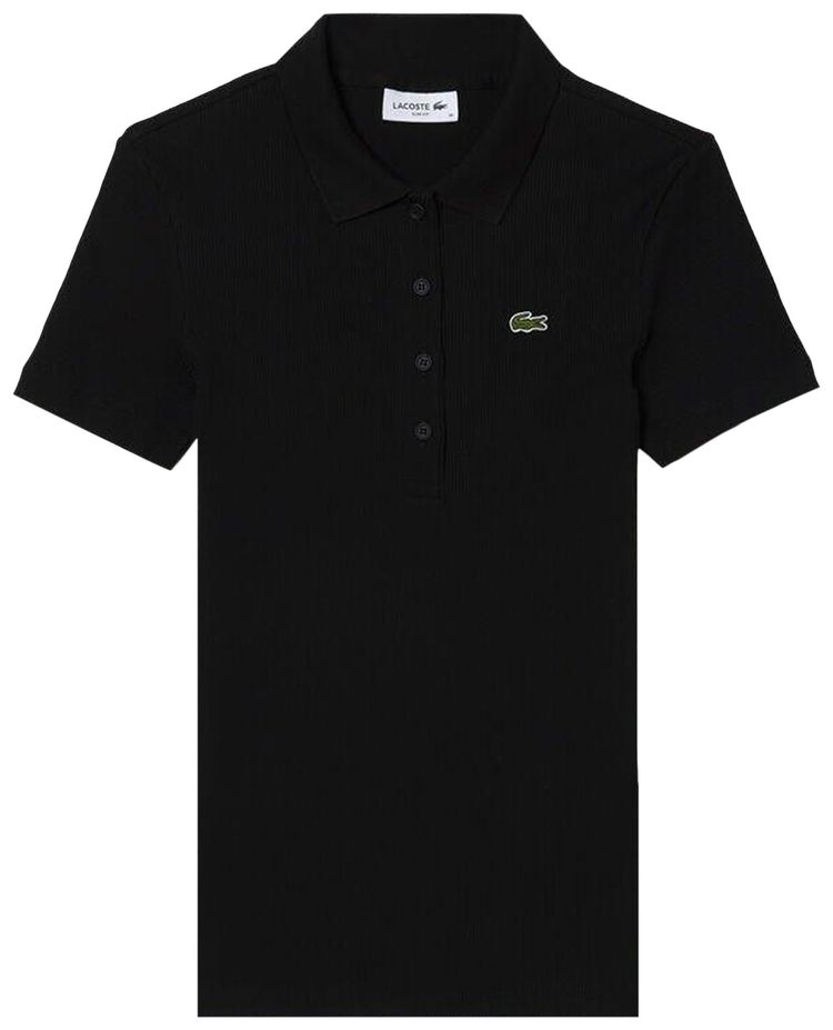 Lacoste Slim Fit Ribbed Polo Shirt Black
