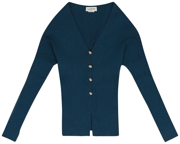 Lanvin Open Shoulder Waisted Cardigan Blue