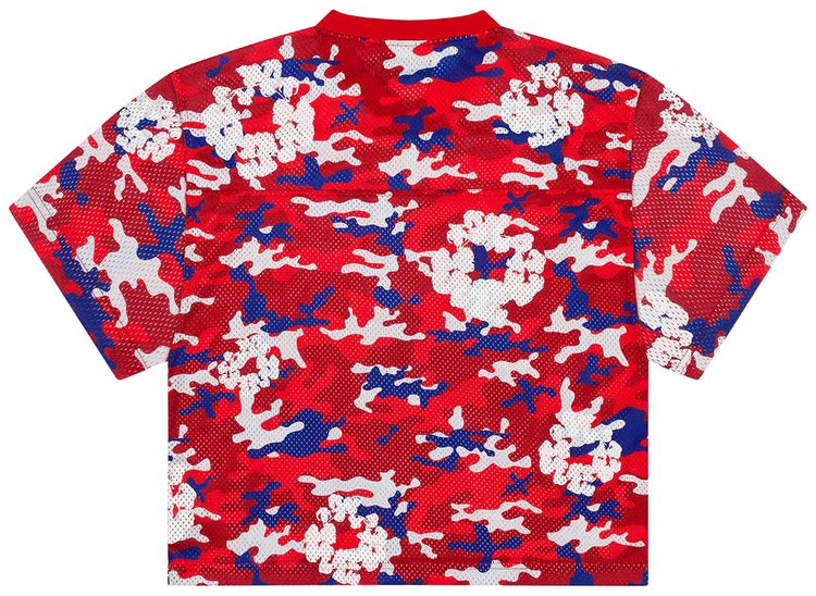 Denim Tears Camo Cotton Wreath Mesh Football Top Red