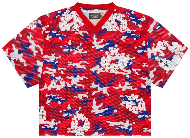 Denim Tears Camo Cotton Wreath Mesh Football Top Red