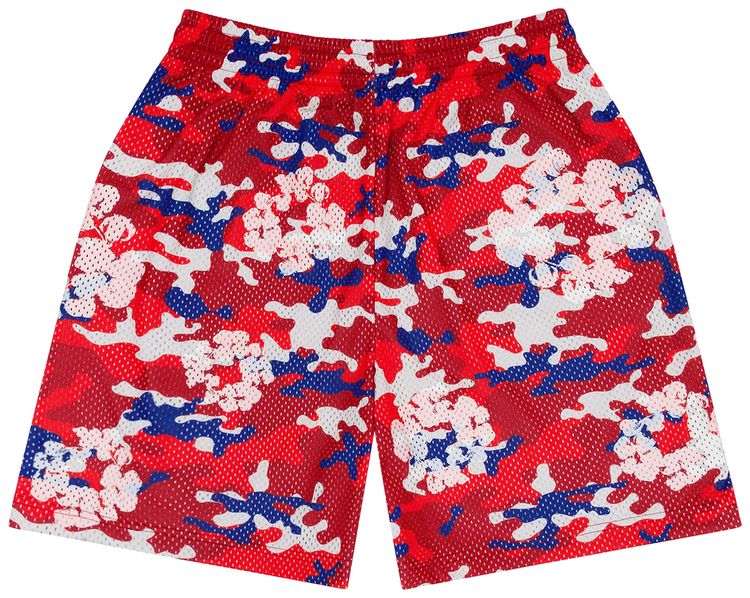 Denim Tears Camo Cotton Wreath Mesh Shorts Red