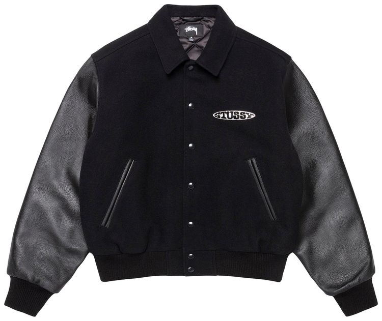 Stussy Globe Varsity Jacket Black