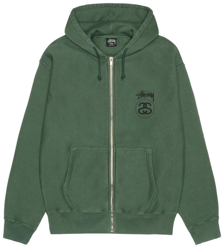 Stussy Stock Link Zip Hoodie Pigment Dyed Pine
