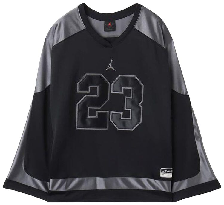 Air Jordan Brooklyn Collegiate Hockey Jersey BlackIron GreyIron Grey