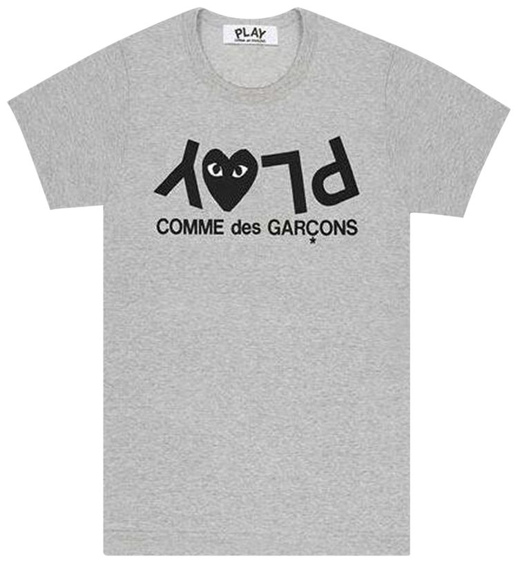 Comme des Garcons PLAY Inverted Text T Shirt Grey