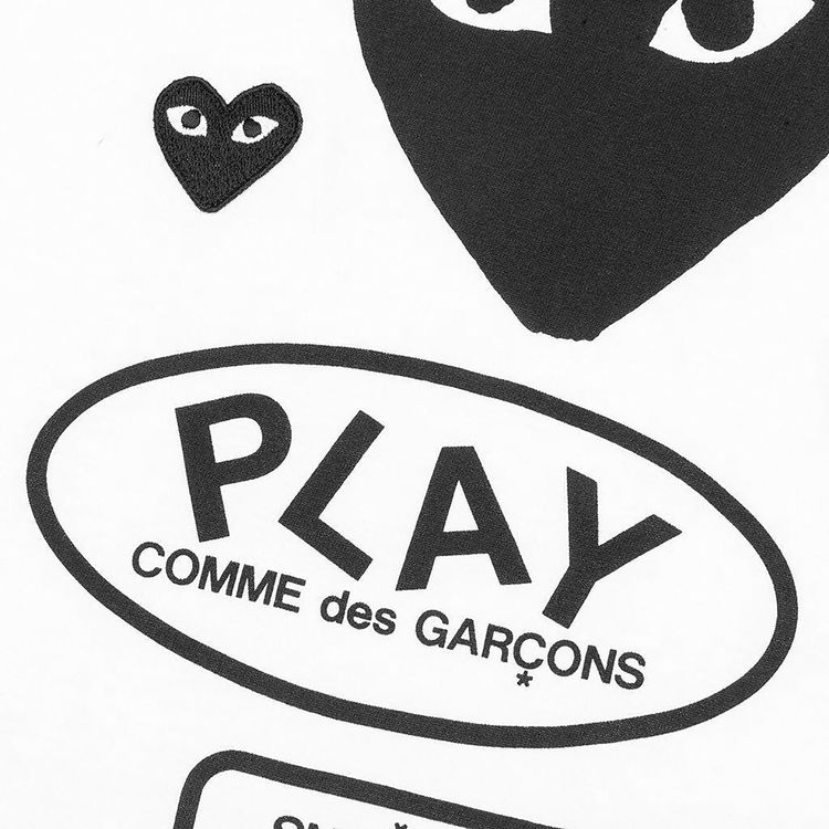 Comme des Garcons PLAY Multi Logo Heart T Shirt White
