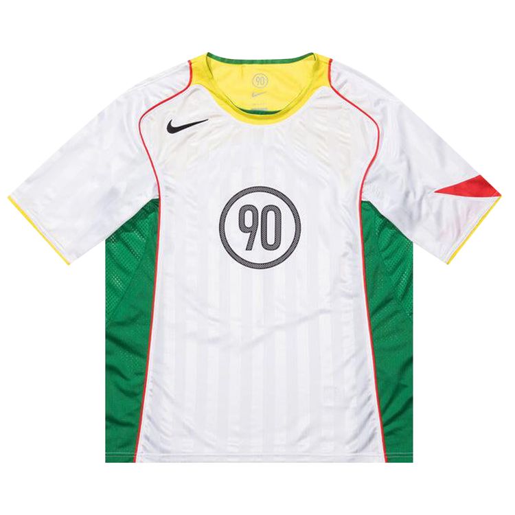 Nike T90 Dri Fit Soccer Jersey WhiteOpti YellowLight CrimsonBlack