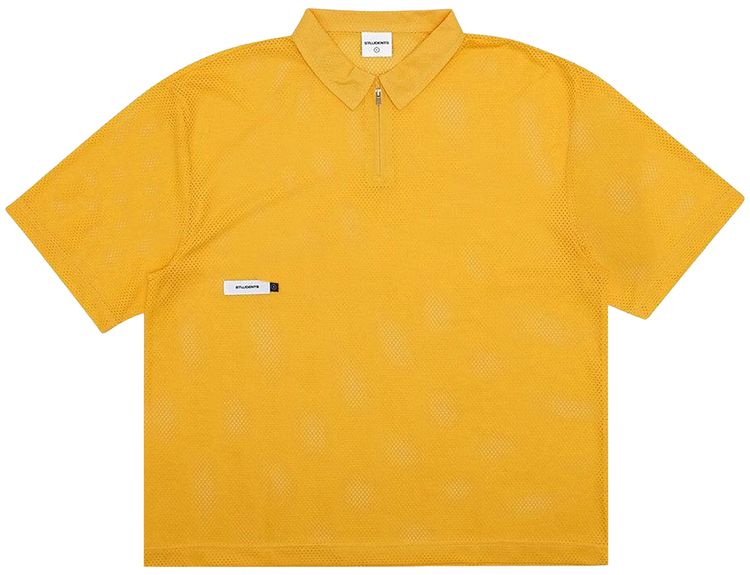Students Course Marshal Short Sleeve Mesh Zip Polo Gold