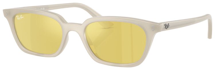 Ray Ban Zaya Bio Based Sunglasses Polished Cloudy Warm WhiteYellow Flash Gold