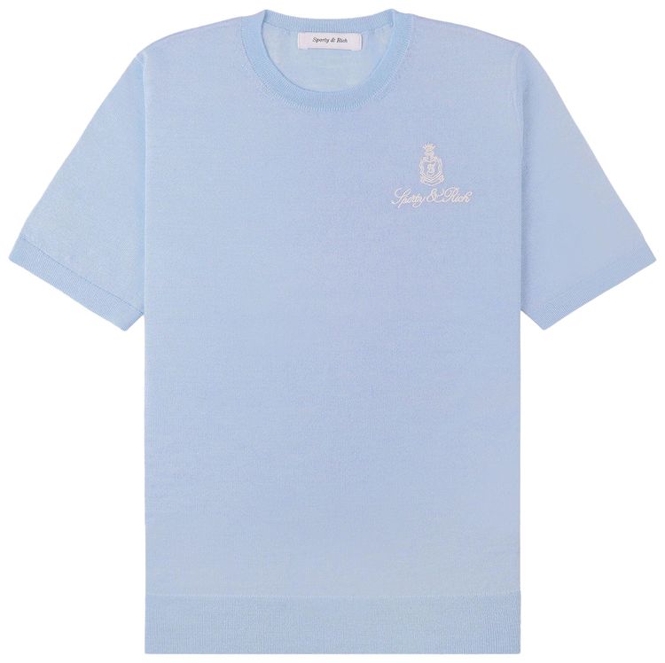 Sporty  Rich Vendome Short Sleeve Merino Sweater Ciel