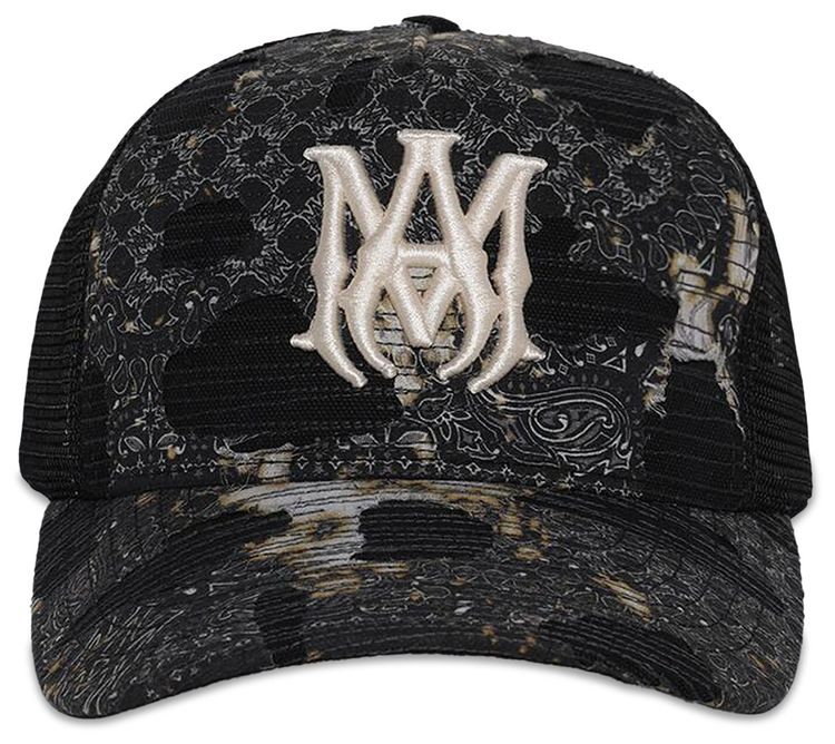 Amiri Bandana Repair Trucker Hat Black